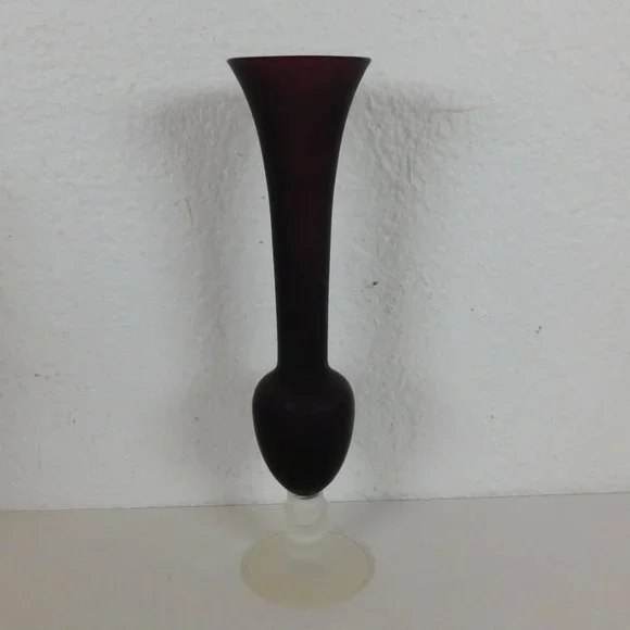 Purple Amethyst Bud Vase & 2 Taper Candle Holders Glass Eclectic Grouping 8-9" - Picture 2 of 9